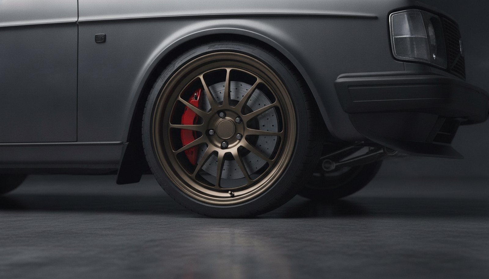 Volvo 242 restomod concept, wheel and brake detail