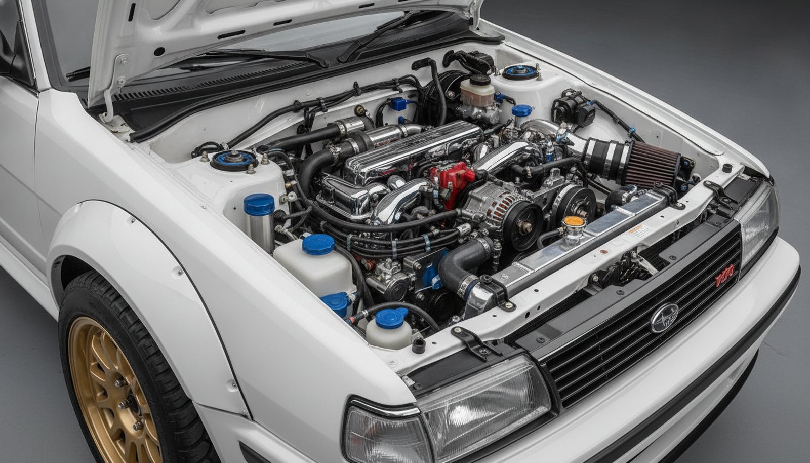 Subaru BRAT restomod concept, modernized engine bay
