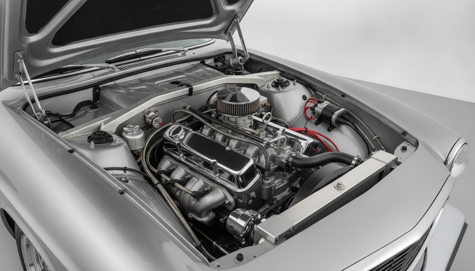 Volvo P1800 restomod concept, modernized engine bay
